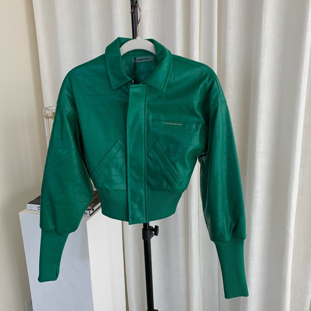 Green Faux Croc Print Jacket